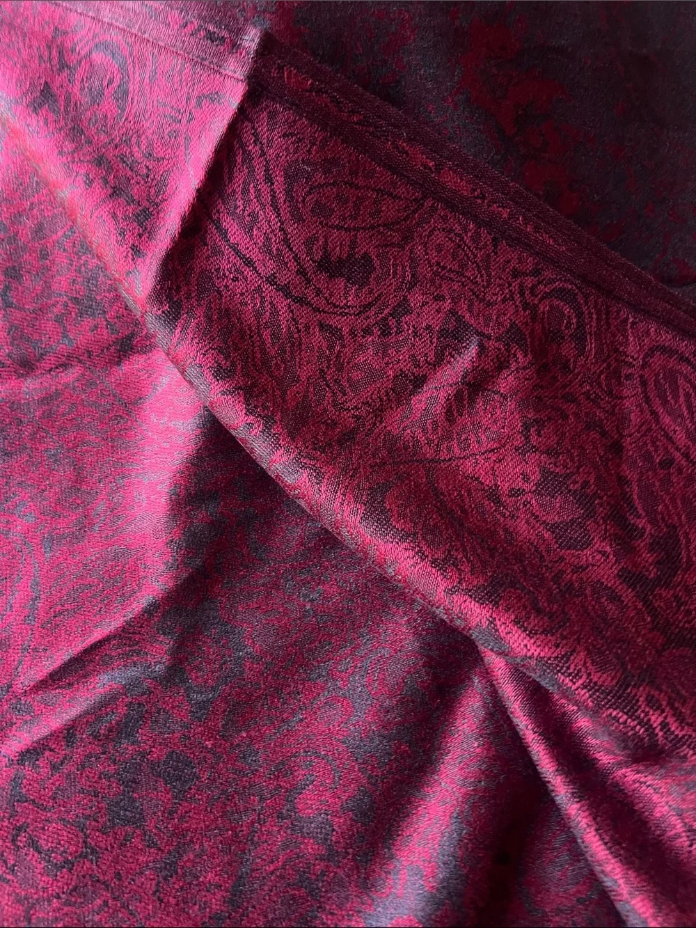 New pashmina Burgundy Paisley Fringe Shawl Scarf